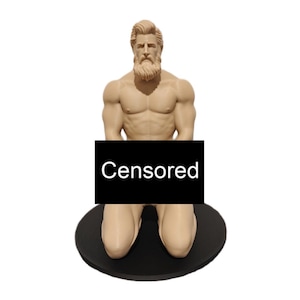 3D Printed Bearded Man Sculpture | Muscular Male Form Shelf Decor (7" x 4")