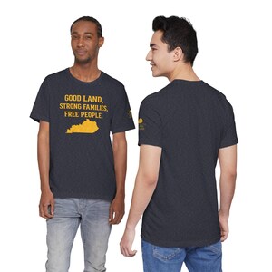 Shirt Good Land Strong Families Free People Kentucky | Live gratis Kentucky Maize Gold Design afbeelding 5