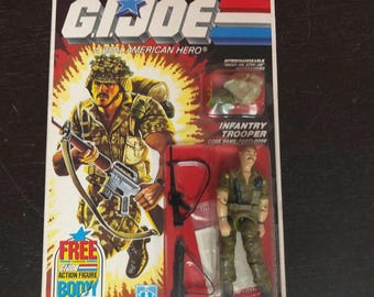 Figura vintage de G.I. Joe de 1985, 3.75 pulgadas, ARAH, lote de Footloose, sellada, en su empaque original.