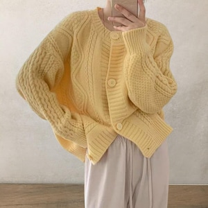 Cardigan en tricot vintage pour femmes – Pull boutonné surdimensionné doux | Ensemble automne-hiver douillet