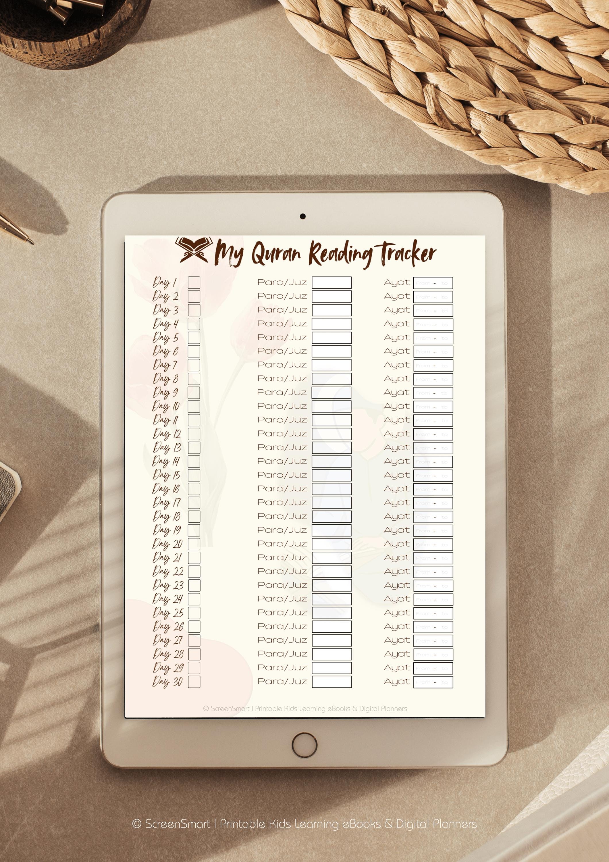 Quran Reading Tracker Printable | Ramadan 2026 Planner | Islamic ...