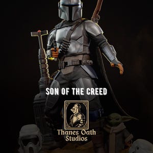 Son Of The Creed - Armoured Bounty Hunter Western Sci-Fi The Mandalorian Resin Figure 16K image 1