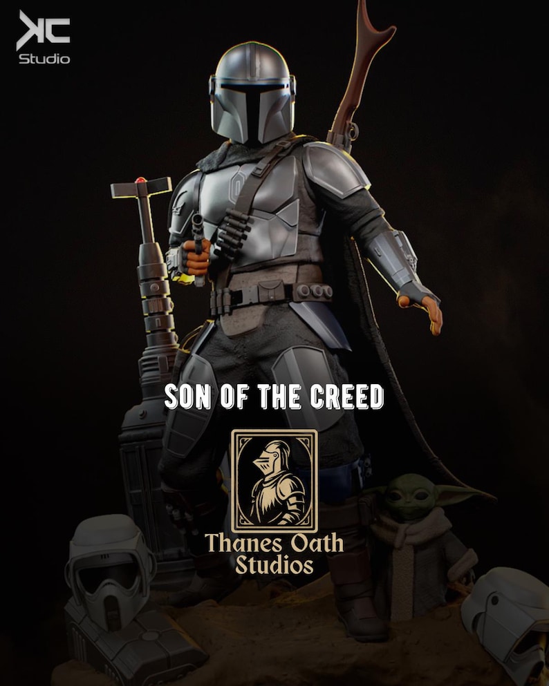 Son Of The Creed - Armoured Bounty Hunter Western Sci-Fi The Mandalorian Resin Figure 16K image 1