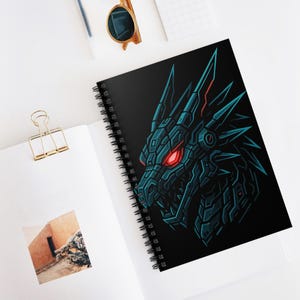 Cyber Dragon Head Spiral Notebook | Ruled Lined Journal