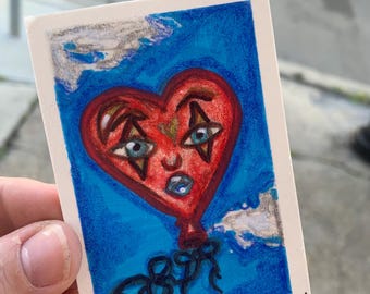 Heart in the Clouds Mixed Media ACEO