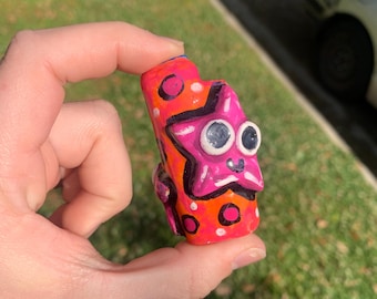 Pink & Orange Star Clay Mini Bic Lighter Case