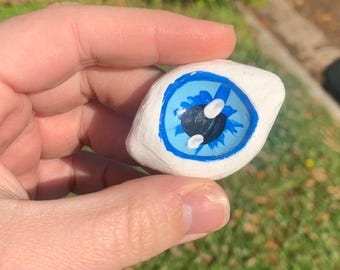 Natural Textured Hand Painted Eye Worry Stone