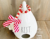 Beaded Loop - Red White Bow
