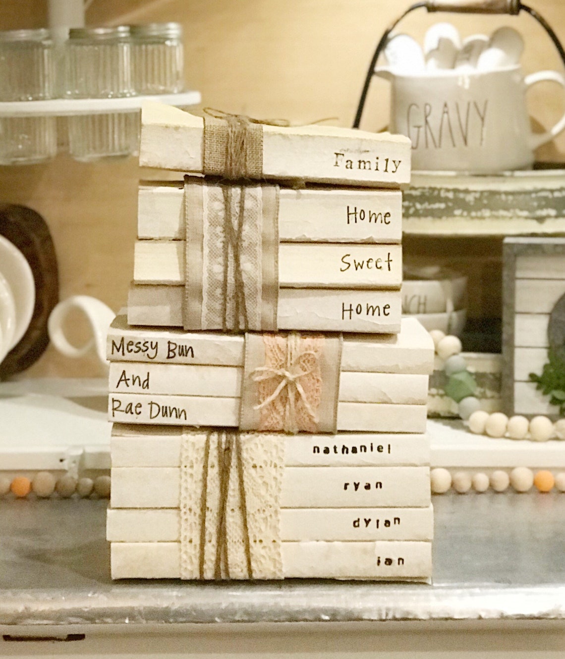 Personalized Books Ribbon Wrapped Books Etsy