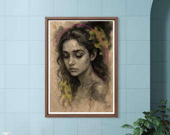 Soft, minimalist Female Portrait Wall Art – Ink Line Woman Print