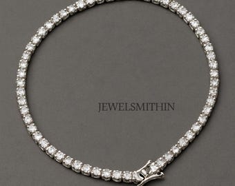 925 Sterling Silver Moissanite Tennis Bracelet, Diamond Alternative Bridal Jewelry, Dainty Gift for Girlfriend