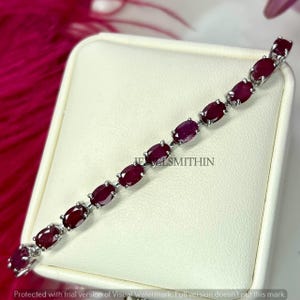 925 Sterling Silver Ruby Tennis Bracelet, July Birthstone, Bridesmaid Jewelry, Engagement Gift for Her