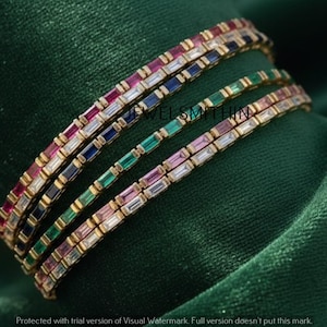 Smaragd, rubin, blå safir, rosa safir och moissanit ädelsten 925 sterlingsilver tennisarmband