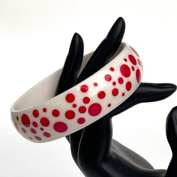 Vintage Bracelet Red and White Polkadots Bangle Avon