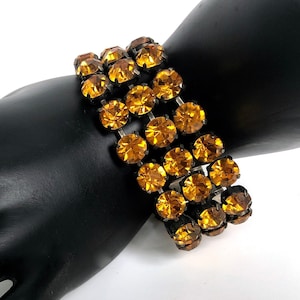 Vintage Bracelet Yellow Rhinestones Unique Vintage gift
