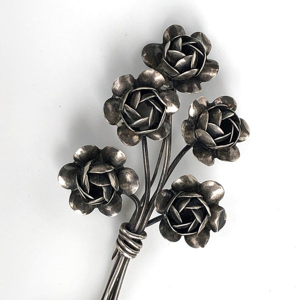 Vintage Brooch Coro Sterling Silver Floral Pin Unique Vintage Gift