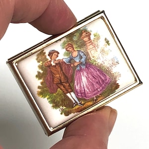 Vintage Pill Box Porcelain Fragonard Mini Unique Vintage Gift