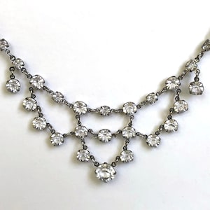 Vintage Necklace Art Deco Clear Open Back Glass Stones Rhinestones Unique Vintage Gift