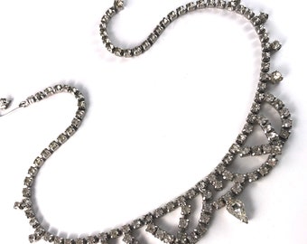Vintage Necklace Rhinestone Festoon Princess Necklaces