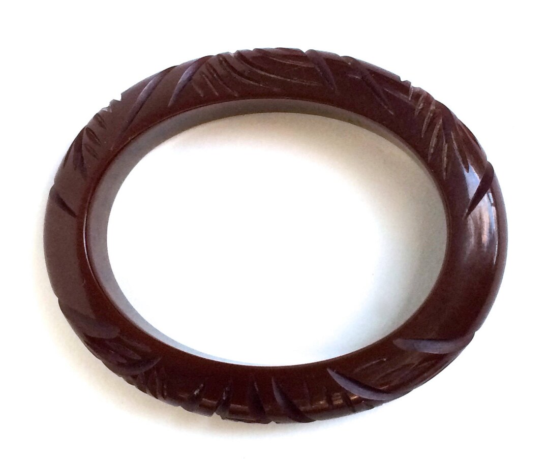 Bracelet Vintage Ocre Marbré - Matière Plastique Ou Bakélite, Style Rétro