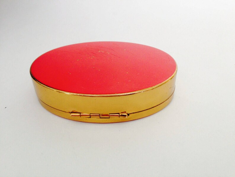 Vintage Compact Red and black enamel compact Elgin American Unique Vintage Gift