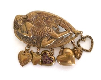 Angel Heart Brooch Art Nouveau Revival