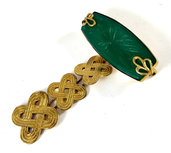 Vintage brooch Faux Jade Dangle Unique Vintage Gi… - image 1