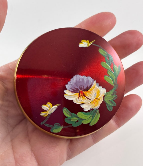 Vintage Compact Red Hand Painted in Original Box … - image 6