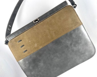Vintage Purse MOD Handbag Grey Olive Green Unique Vintage Gift