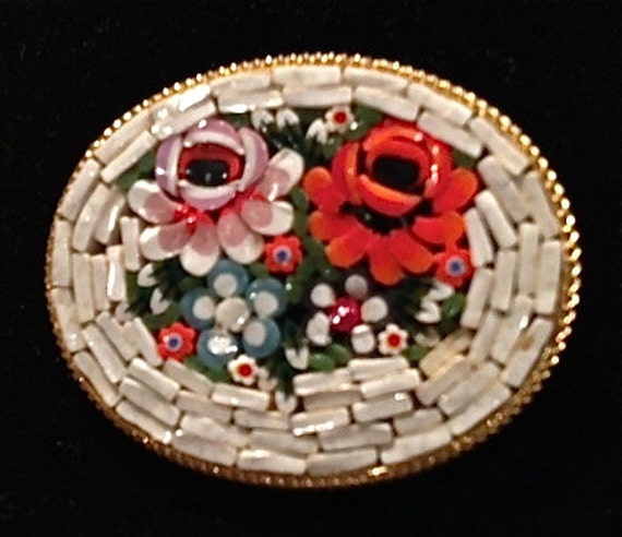 Vintage Brooch Micro Mosaic Brooch Italy Unique V… - image 3