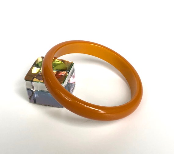 Vintage Bakelite Bangle Butterscotch Unique Vinta… - image 2