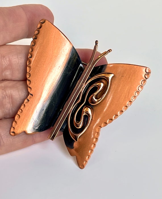 Vintage Brooch Copper Renoir Butterfly Mid Centur… - image 9