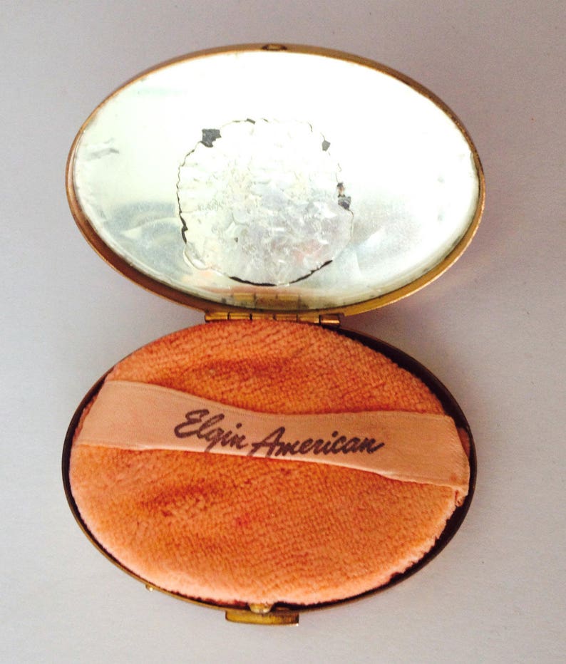 Vintage Compact Red and black enamel compact Elgin American Unique Vintage Gift