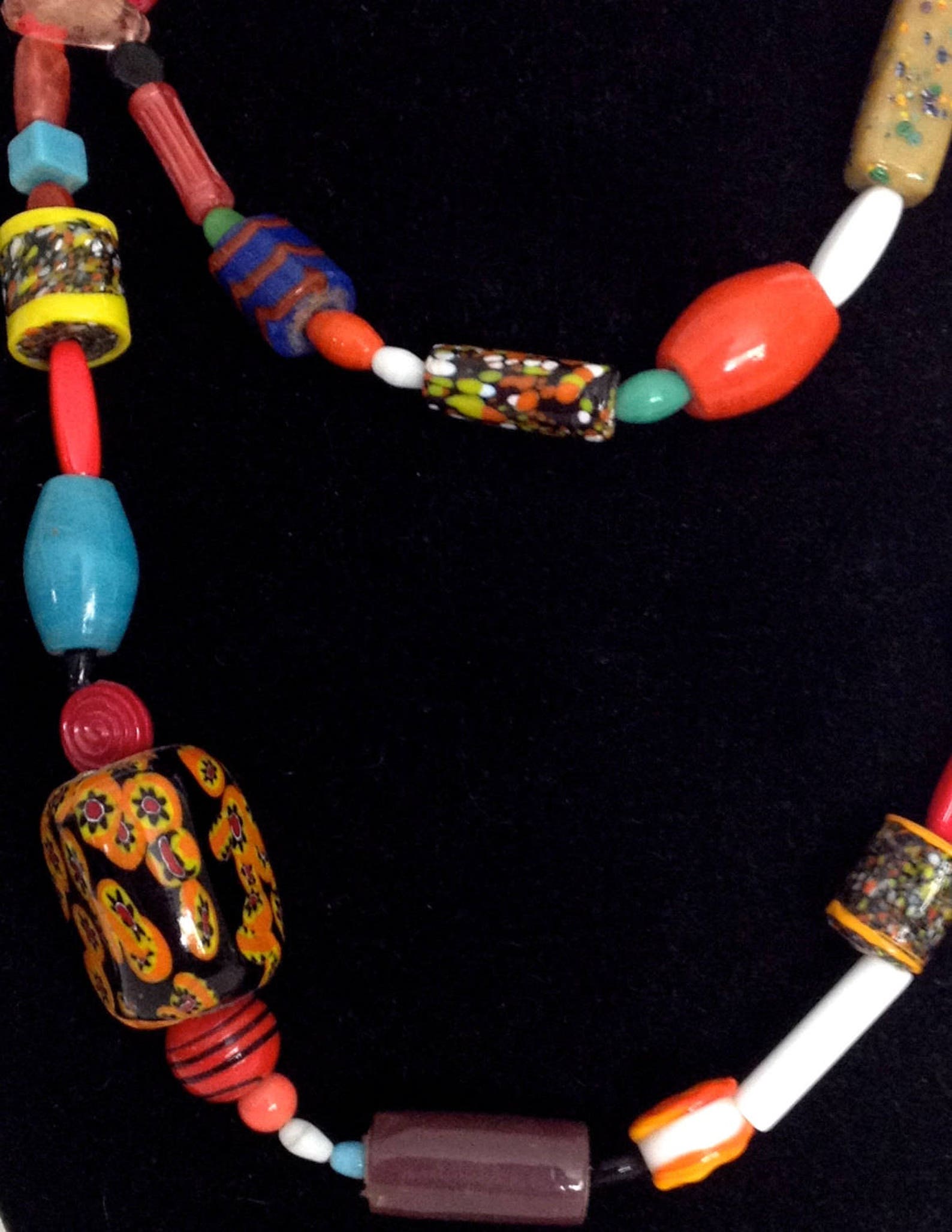 Vintage Necklace Glass Bead Mixed Antique Glass Trade Beads Etsy