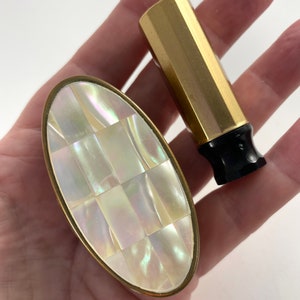 Vintage Lipstick Compact Max Factor Mother Of Pearl