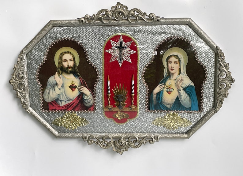Vintage Religious Shadow Box Altar Jesus Mary Rare Collectable Etsy