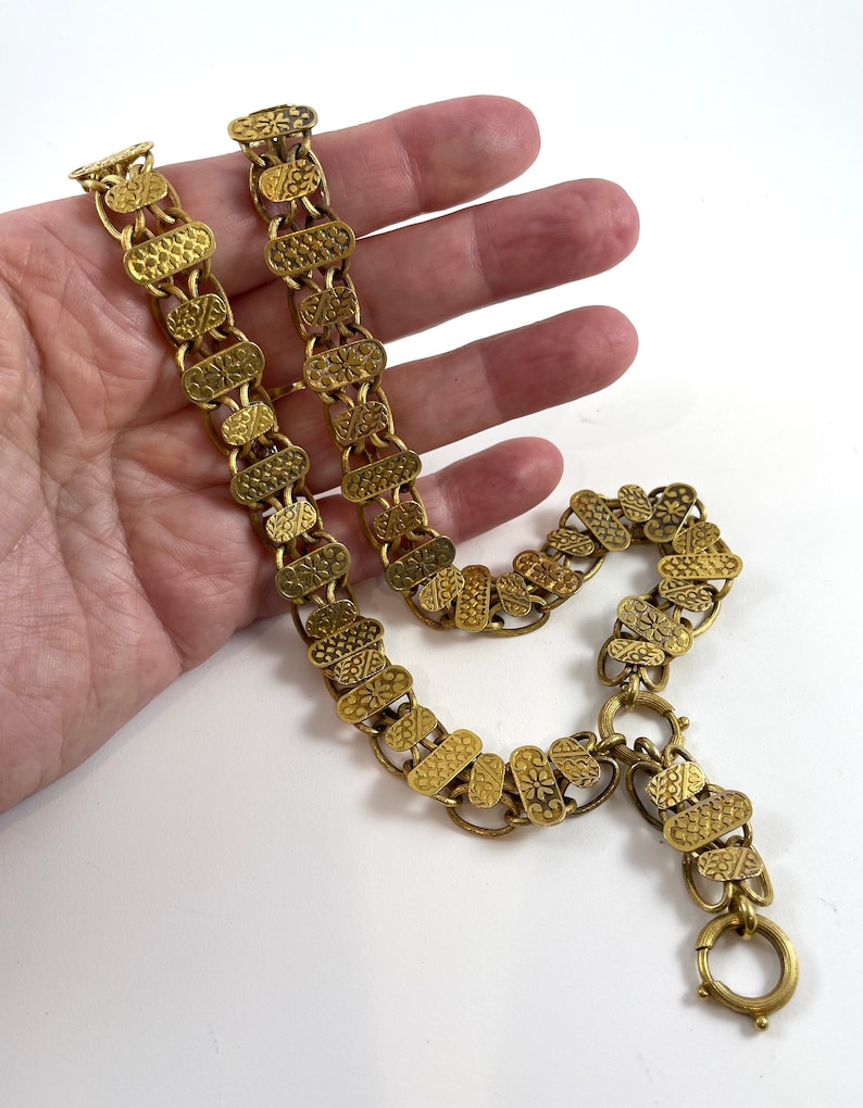 Antique Victorian Book Chain 14k Gold Necklace Rare Etsy