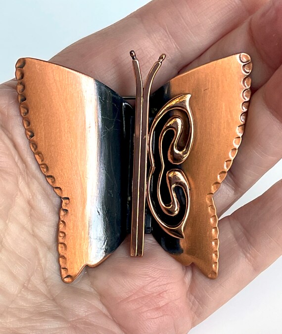 Vintage Brooch Copper Renoir Butterfly Mid Centur… - image 3