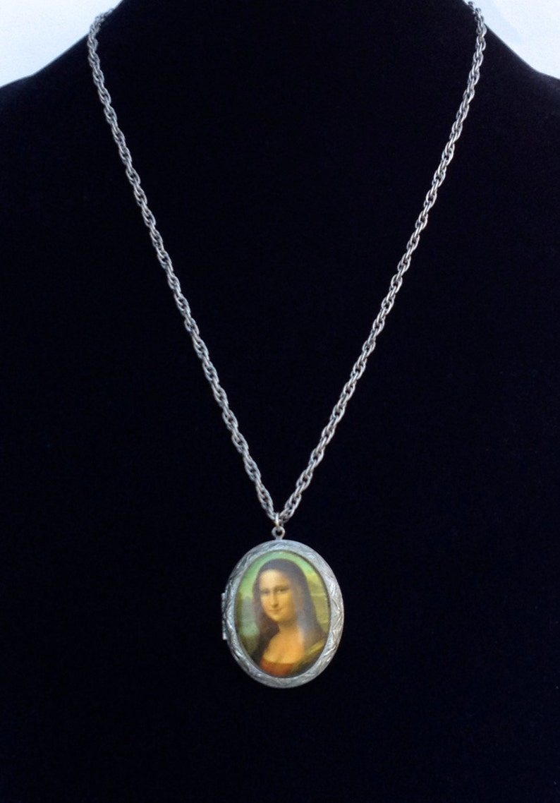 Mona Lisa Locket Vintage Italian Pendant Souvenir Unique Vintage Gift Mothers Day Gift