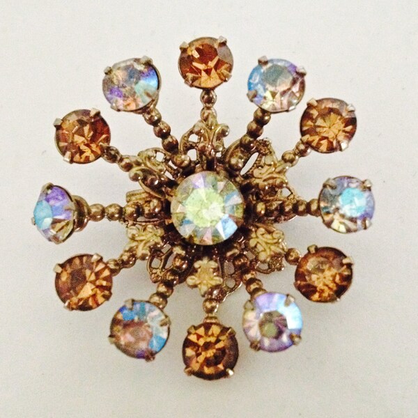 Vintage Brooch Snow flake Aurora Borealis Starburst Unique Vintage Gift Mothers Day Gift