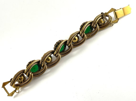 Vintage Bracelet Large Chunky Glass Stones Kafin … - image 10