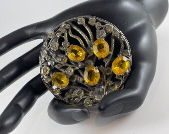 Broche Créateur Modaildesign - Pierre Jaune - Neuf Avec étiquettes