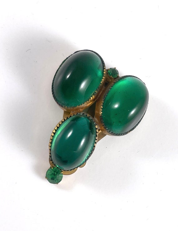 vintage green stones glass Gem