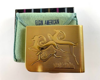 Vintage Compact Elgin American Golden Gazelles in Original Box NOS