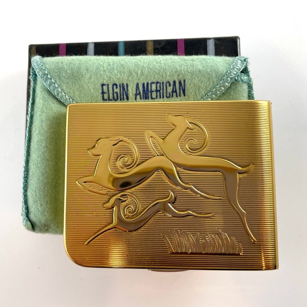 Vintage Compact Elgin American Golden Gazelles in Original Box NOS