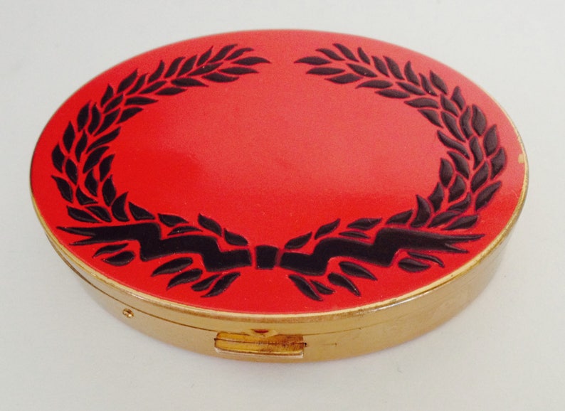 Vintage Compact Red and black enamel compact Elgin American Unique Vintage Gift
