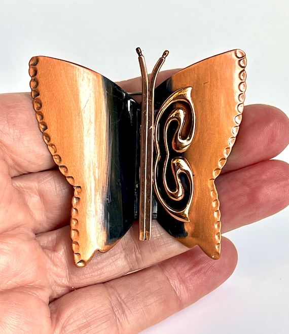Vintage Brooch Copper Renoir Butterfly Mid Centur… - image 6