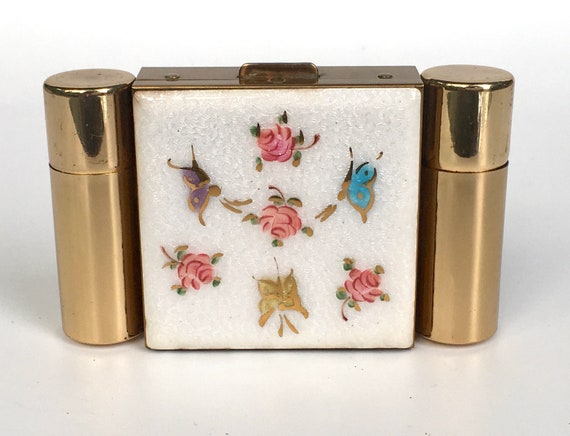 Vintage Compact Compact Enamel with Perfume and Li