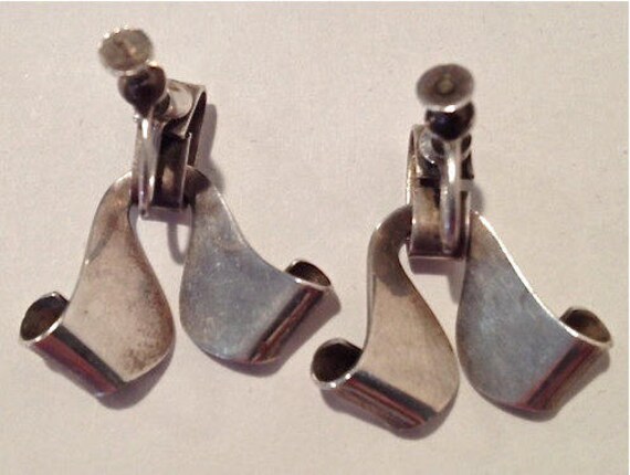 Vintage Earrings Sterling Silver Mid Century Arti… - image 4