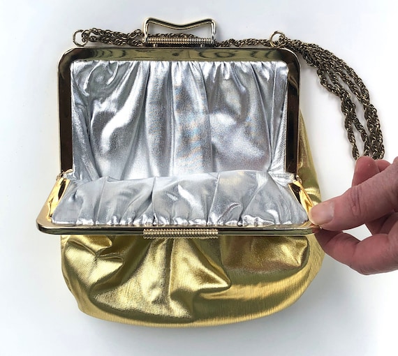 Vintage Purse Evening Bag Reversible Silver lame &